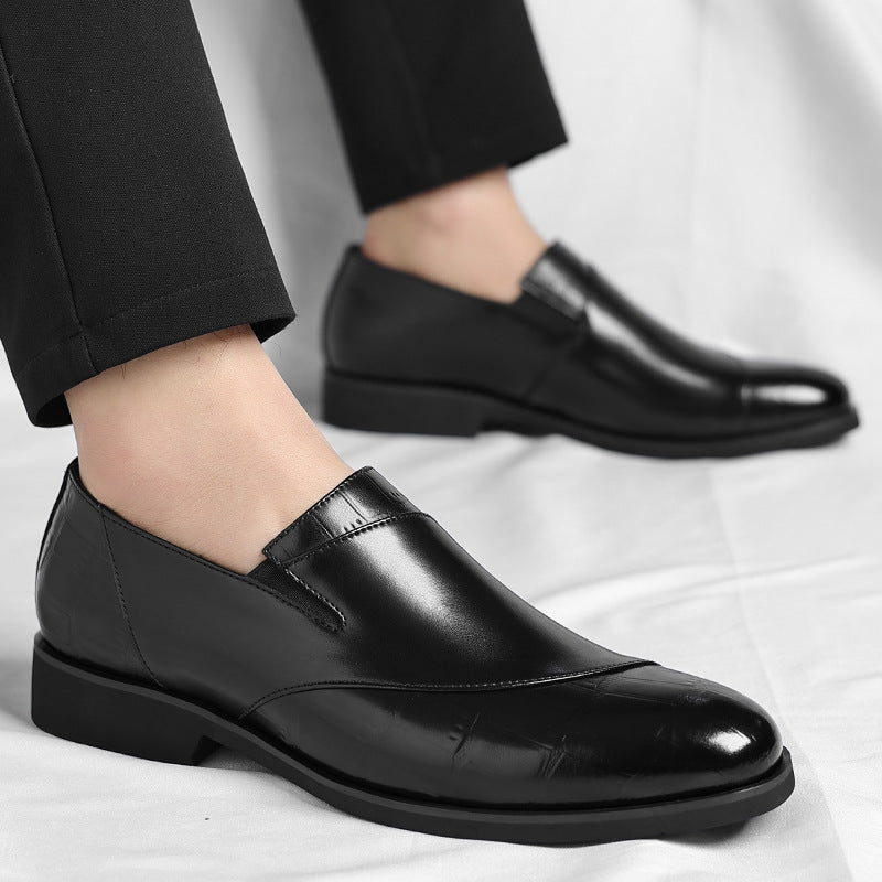 Men's polished slip-on loafer with square toe and low heel