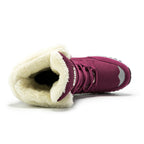 High top lace-up winter boots with faux fur collar