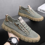 Low top lace-up sneakers with textured flat soles