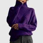 Women's geometric textured mock neck sweater with long sleeves