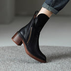 Women's ankle boots with side zipper and block heel