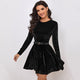 Women's Long-Sleeve Velvet Skater Dress