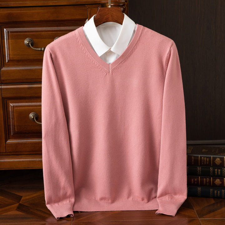 Unisex long-sleeve V-neck jumper with ribbed trims