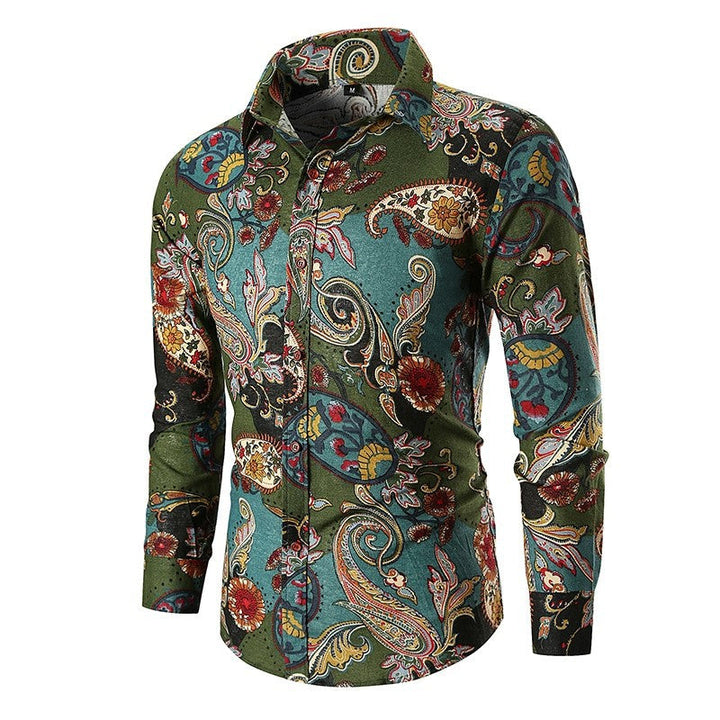 Men's paisley print shirt with long sleeves
