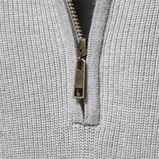 Men's half-zip ribbed mock neck sweater with long sleeves