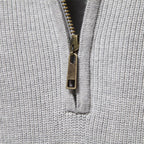 Men's half-zip ribbed mock neck sweater with long sleeves