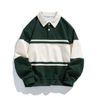 Men's color block polo sweatshirt with long sleeves