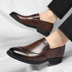 Men's polished slip-on loafer with square toe and low heel