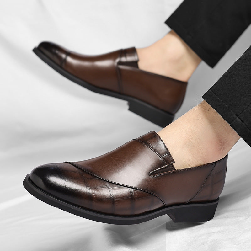 Men's polished slip-on loafer with square toe and low heel