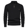 Men's half-zip ribbed mock neck sweater with long sleeves