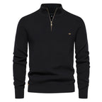 Men's half-zip ribbed mock neck sweater with long sleeves