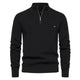 Men's half-zip ribbed mock neck sweater with long sleeves