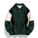 Men's long-sleeve colorblock polo sweatshirt with ribbed trims
