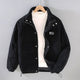 Men's ribbed corduroy-style hooded puffer jacket with pockets