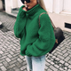 Women's chunky knit turtleneck sweater with long sleeves