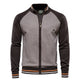 Long-sleeve textured knit cardigan with stand collar and front zip