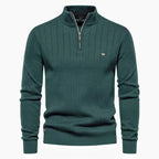 Men's ribbed quarter-zip jumper with high collar