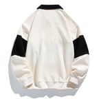 Men's color block polo sweatshirt with long sleeves