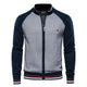 Long-sleeve textured knit cardigan with stand collar and front zip
