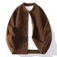 Men's waffle knit button-front cardigan with shirt collar