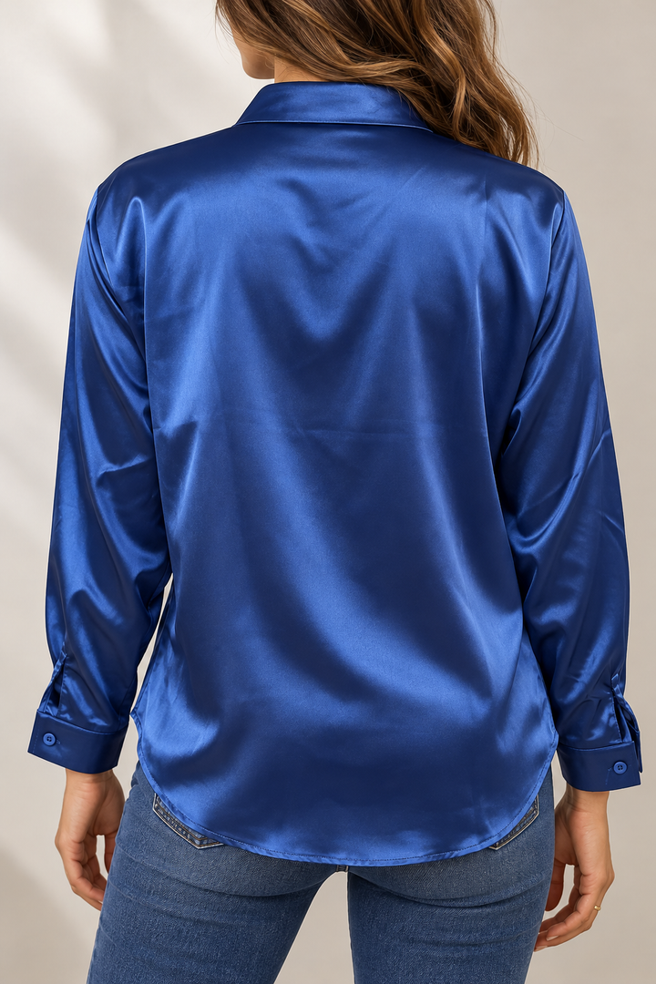 Women's Satin-Look Button-Up Shirt