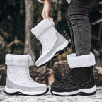 Winter snow boots with faux fur cuff and lug sole