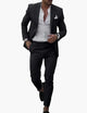 Men's slim fit suit set with notched-lapel blazer and tapered trousers