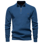 Men's half-zip ribbed mock neck sweater with long sleeves