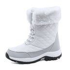 Winter snow boots with faux fur cuff and lug sole