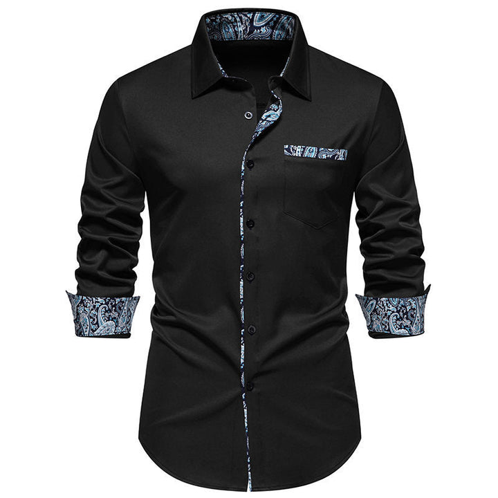 Men's shirt with paisley trim on collar and cuffs
