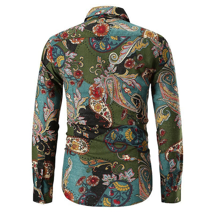 Men's paisley print shirt with long sleeves