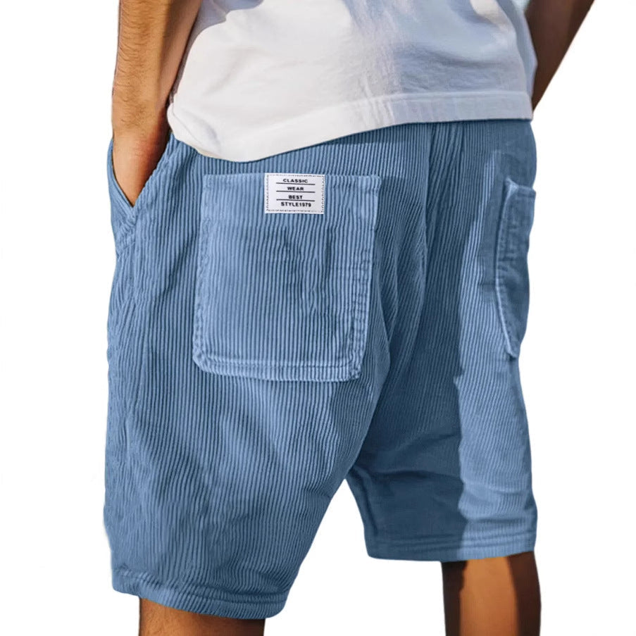 Men's ribbed corduroy shorts with utility pockets
