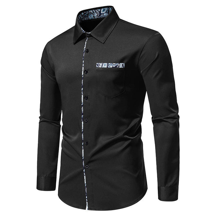Men's shirt with paisley trim on collar and cuffs