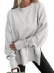 Women's oversized crew neck sweatshirt with dropped shoulders and ribbed trims