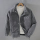 Men's ribbed corduroy-style hooded puffer jacket with pockets