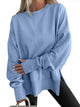 Women's oversized crew neck sweatshirt with dropped shoulders and ribbed trims