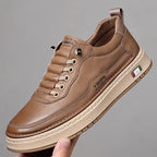 Men's stitched panel lace-up sneakers with low textured sole