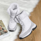 Winter snow boots with faux fur cuff and lug sole