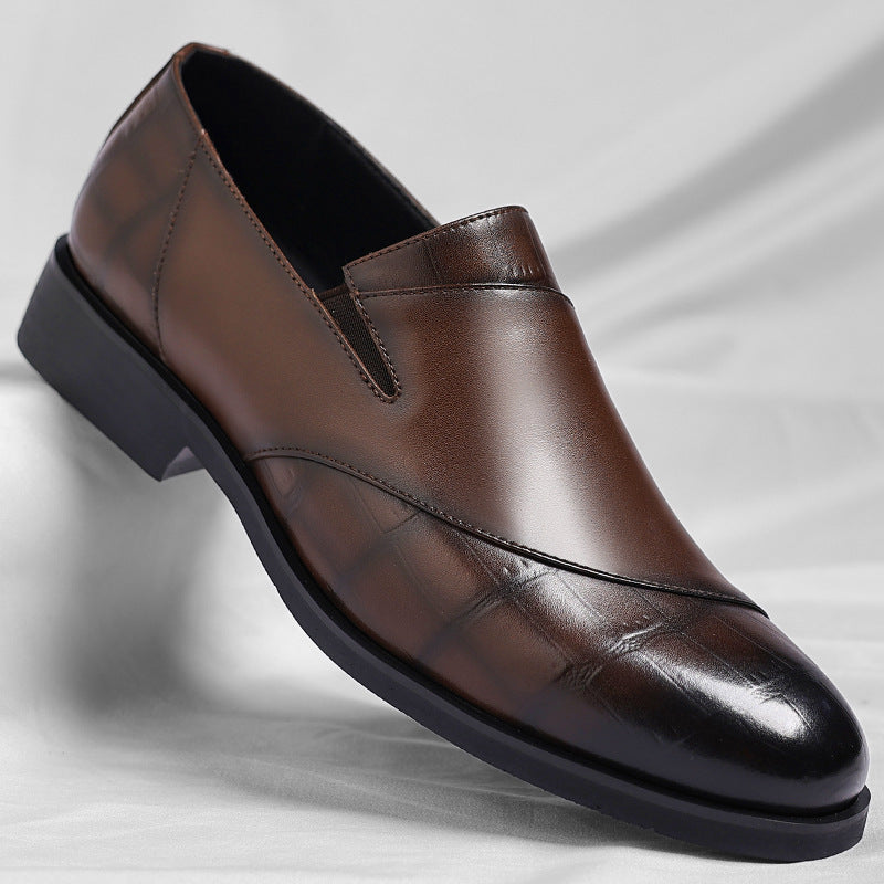 Men's polished slip-on loafer with square toe and low heel