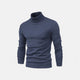 Men's half-zip knit sweater with raised turtleneck collar