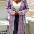 Women's knitted button-front cardigan with long sleeves