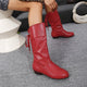 Women's ruched knee-high boots with low block heels