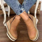 Women's animal print platform wedge ankle boots with rounded toes