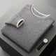 Folded ribbed crew neck sweater with contrasting trim
