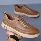 Men's stitched panel lace-up sneakers with low textured sole