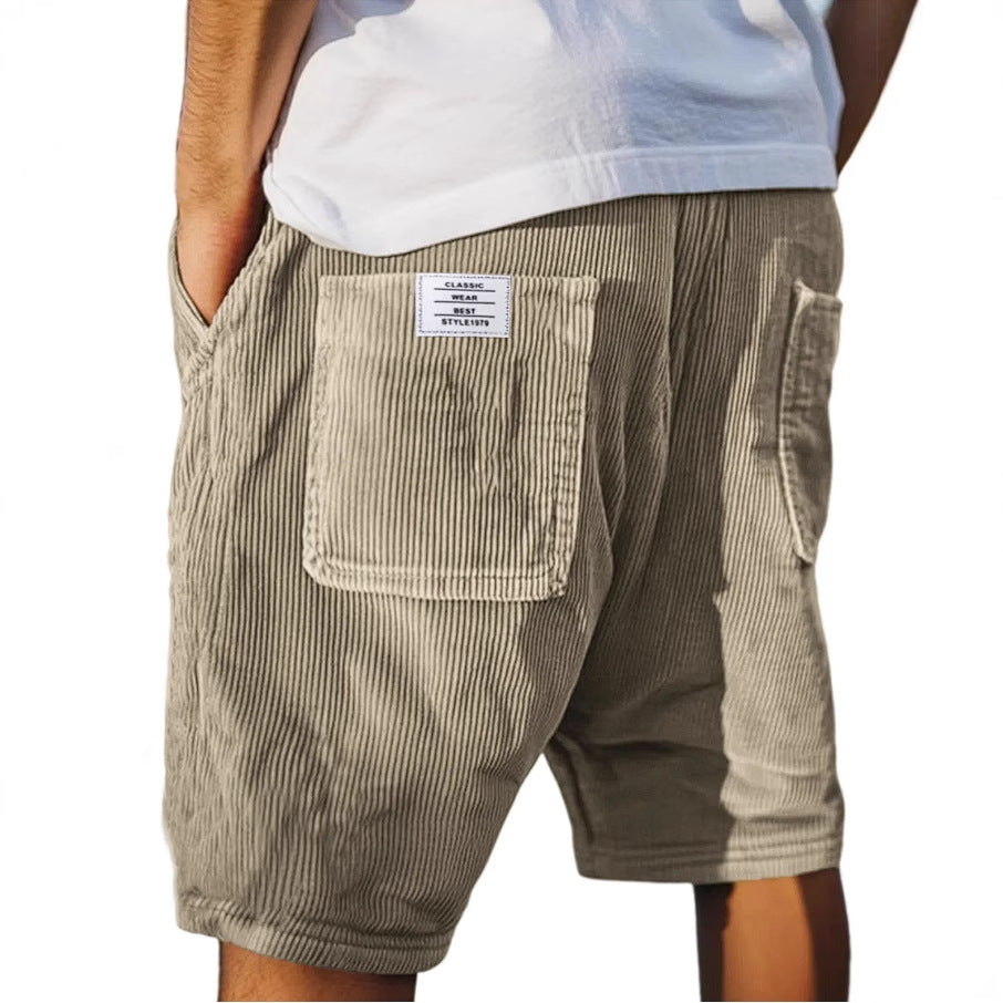 Men's ribbed corduroy shorts with utility pockets