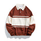 Men's color block polo sweatshirt with long sleeves