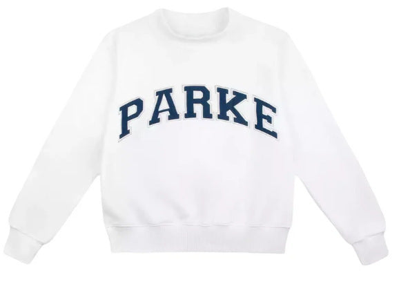 Women's oversized sweatshirt with mock neck, long sleeves and varsity lettering