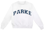 Women's oversized sweatshirt with mock neck, long sleeves and varsity lettering