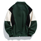 Men's long-sleeve colorblock polo sweatshirt with ribbed trims